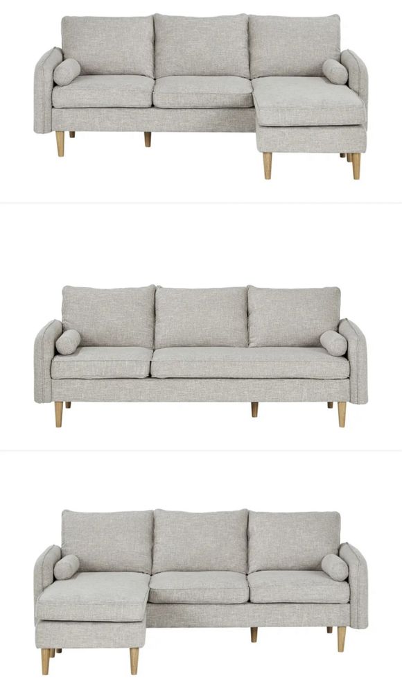 Sofa skandynawska z hokerem beżowa