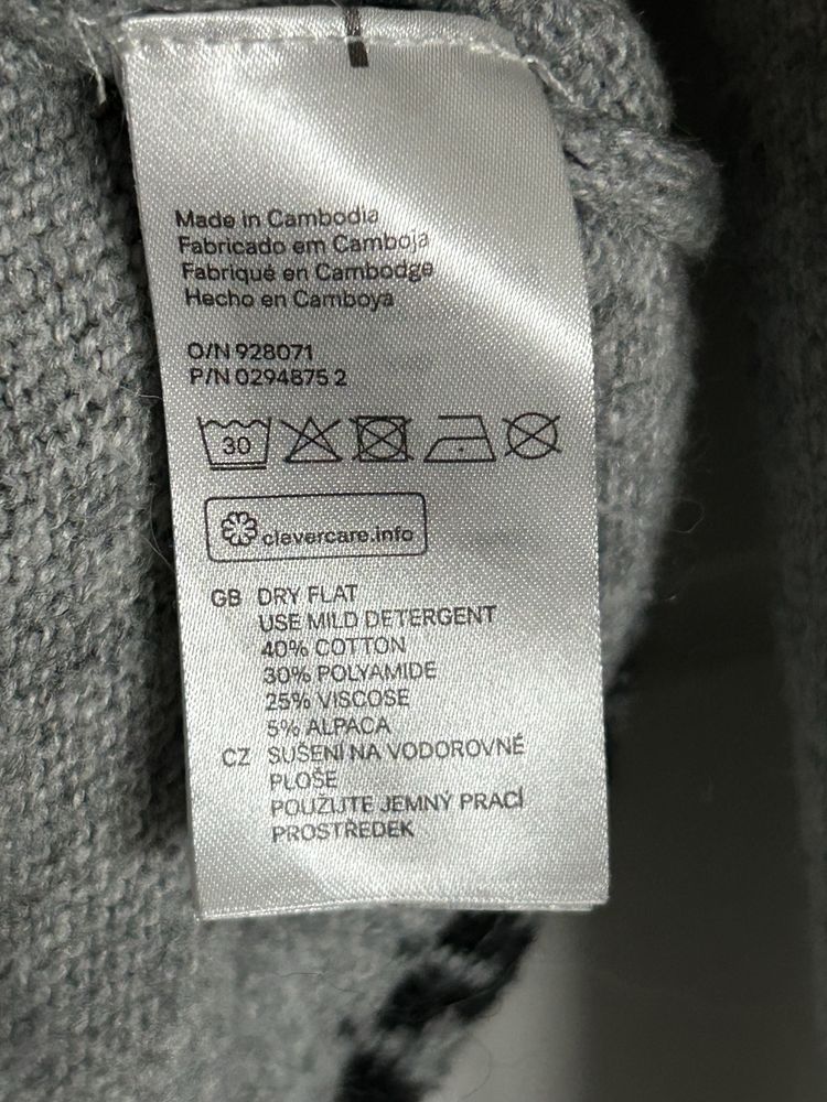 Szary świąteczny sweterek z alpaki H&M L.O.G.G. 38