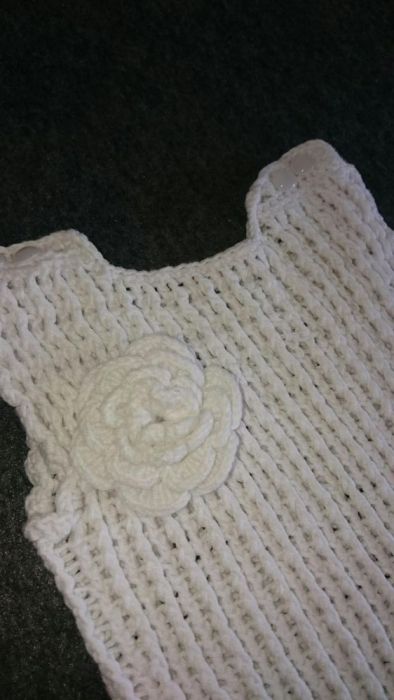 Sukienka do Chrztu Św ręcznie robiona + sweterek + akcesoria