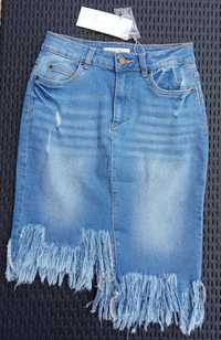 NOWA Spódniczka jeansowa MIDI vintage AMISU New Yorker r. 34 / 36