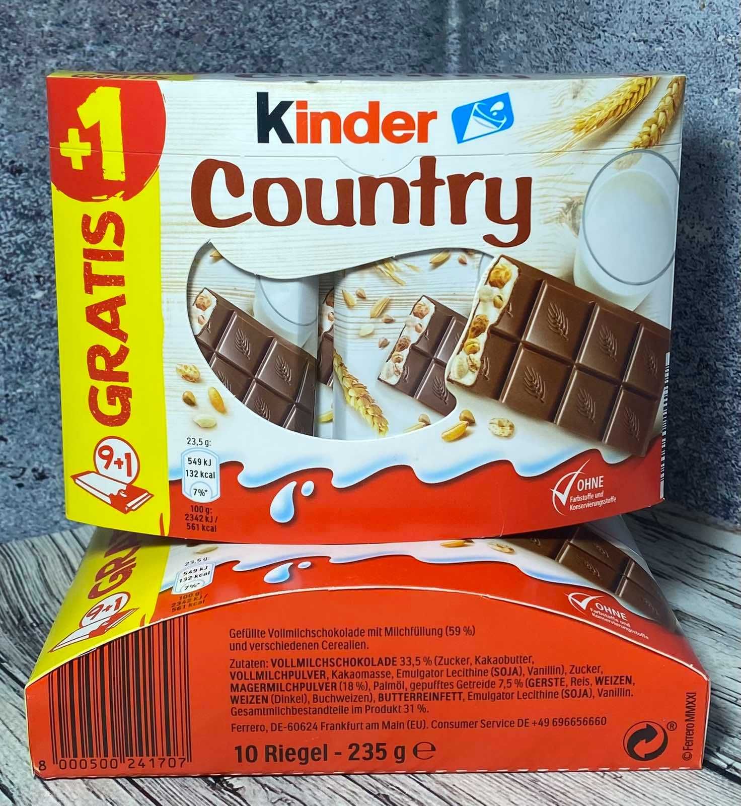 Батончики Kinder Country 
Вага 235 г