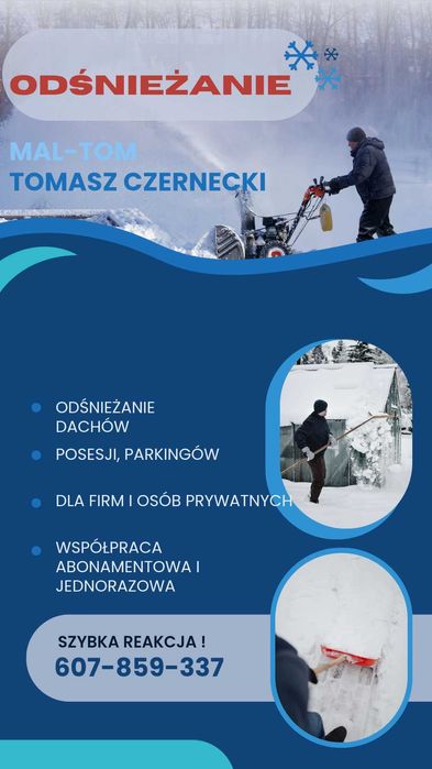 Odśnieżanie posesji, dachów, parkingów