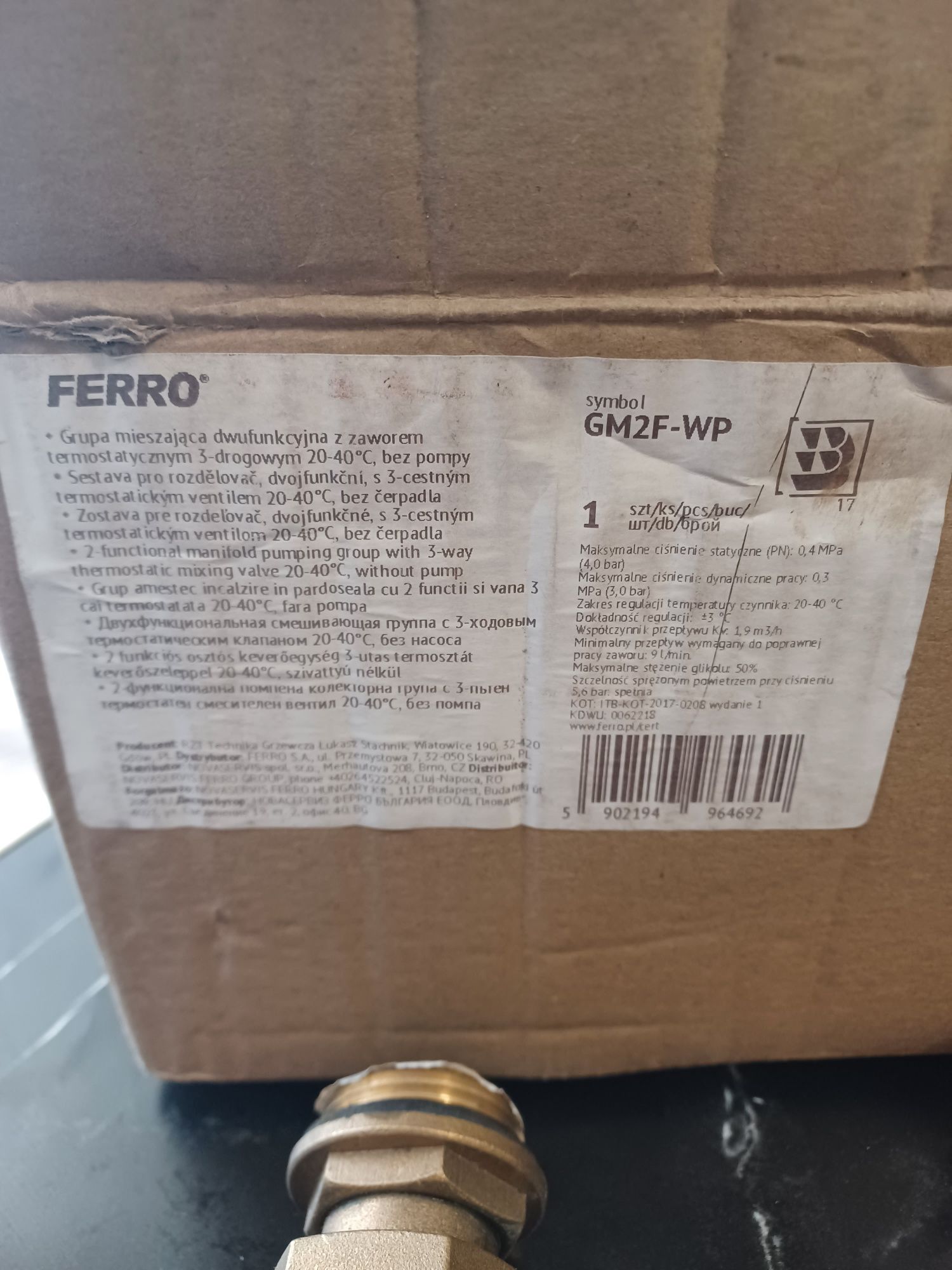 Ferro grupa mieszającą dwufunkcyjna z zaworem termostatycznym 3-drogo