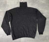 Szary grafitowy sweter z golfem Golf wełna M L