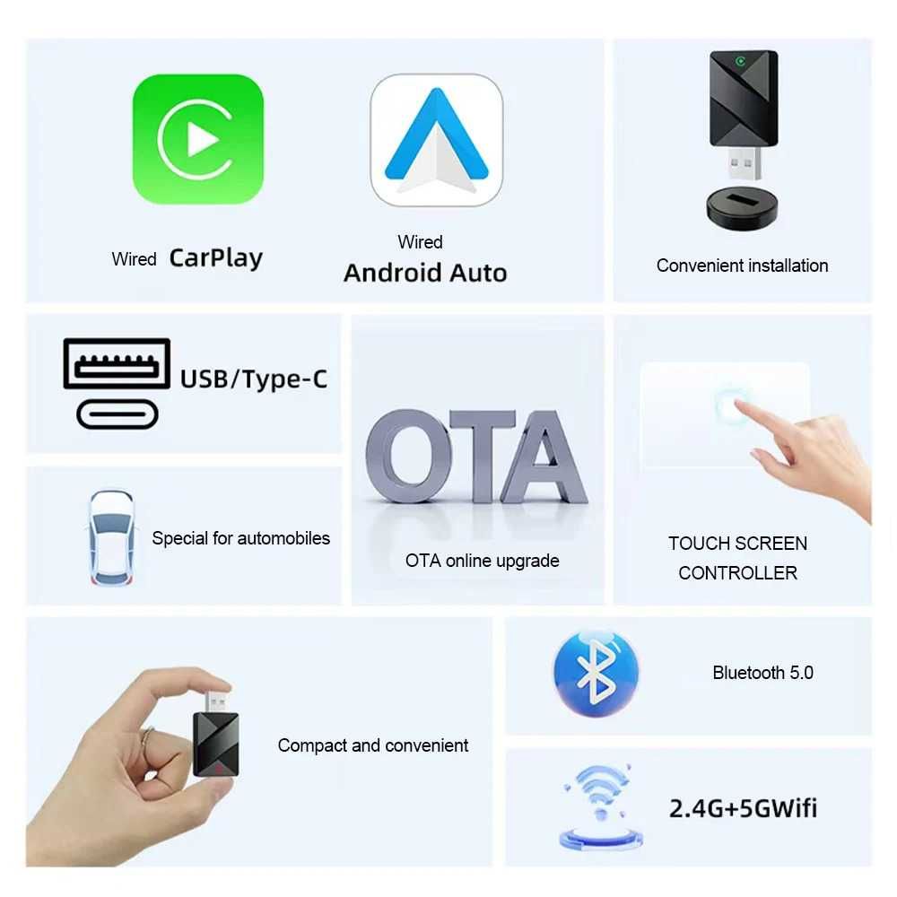 Adapter USB dla bezprzewodowego Carplay i Android Auto
