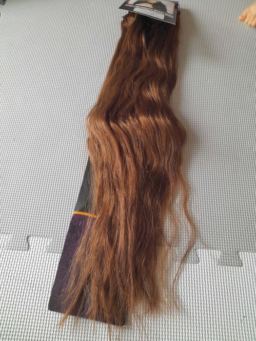 naturalne włosy długości 55 cm, 135 g, kolor 04 brązowy