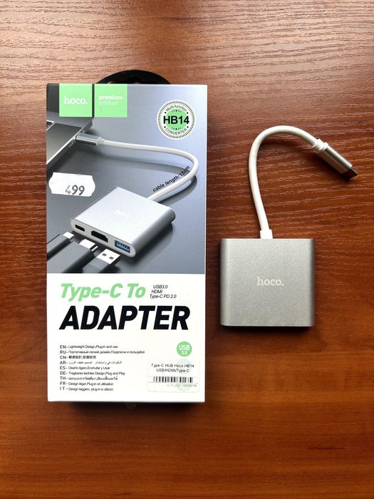 HUB адаптер HOCO HB14 Type-C USB3.0/HDMI/Type-C