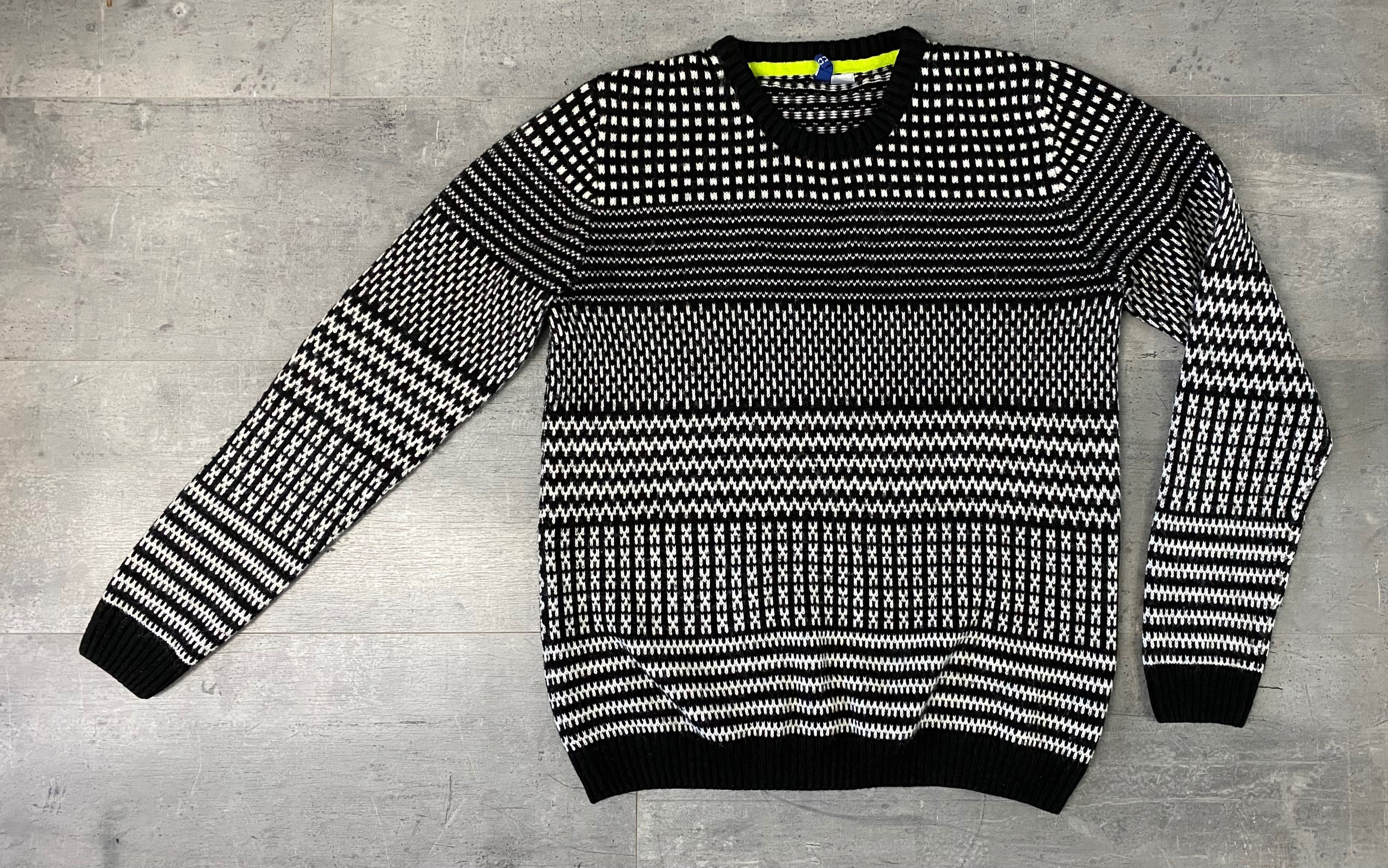Czarno biały sweter we wzory H&M Divided  M-XL Wełna