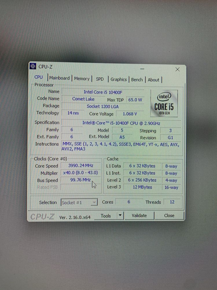 Intel core i5 10400f (box version)