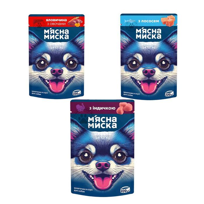 Вологий корм пауч М‘ясна Миска 100г для котів та собак