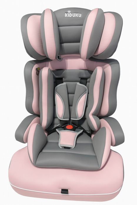 Fotelik samochodowy KIDUKU 9-36 kg, nowy, regulowany, szaro rozowy