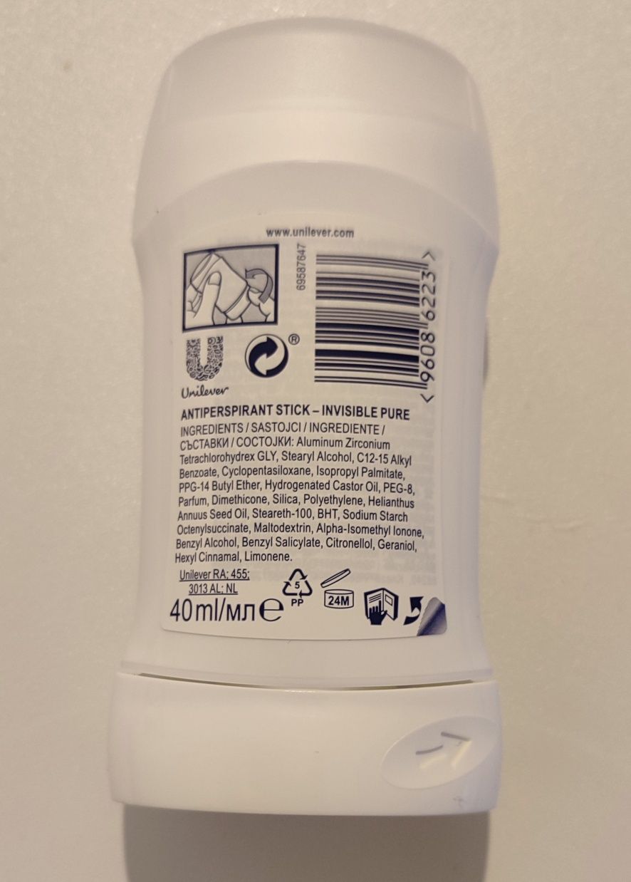 Rexona Invisible Pure 40 ml antyperspirant. 2 szt