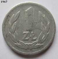 Moneta obiegowa - 1 zł / 1967 r/monety/bilon/ PRL/numizmatyka