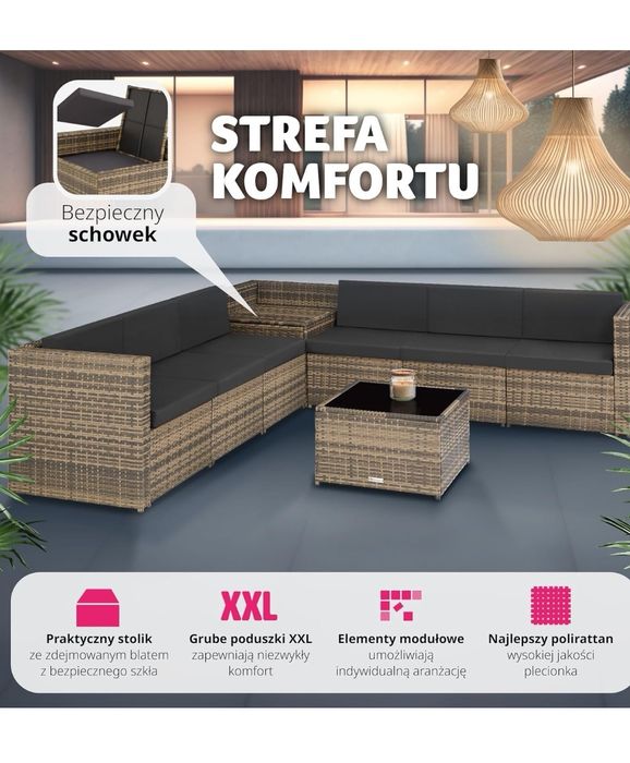 Wyprzedaz zimowa! Piekne meble tarasowe 6-8 osobowe - 50% Okazja
