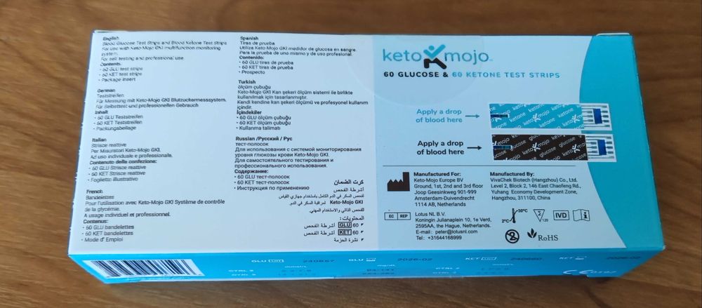 Paski do pomiaru ketonów i glukozy Keto Mojo
