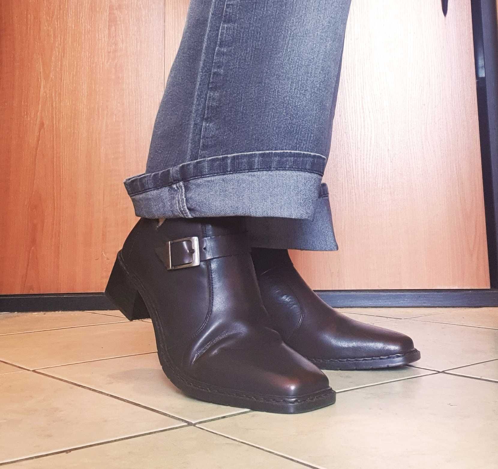 Buty Rieker skórzane jesienno-zimowe z futrem