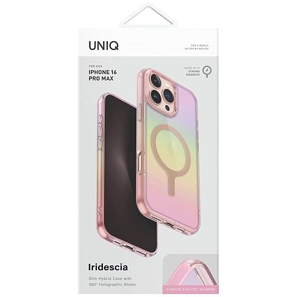 Etui UNIQ Iridescia Magclick Charging na iPhone 16 Pro Max - różowy