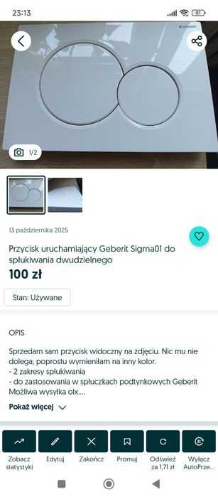 Geberit Sigma01 do spłukiwania dwudzielnego