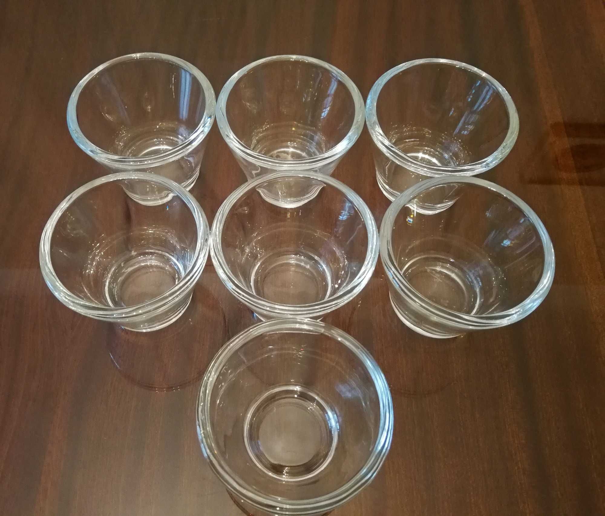 Szklane miseczki deserowe - 7 sztuk, grube szkło, nowe