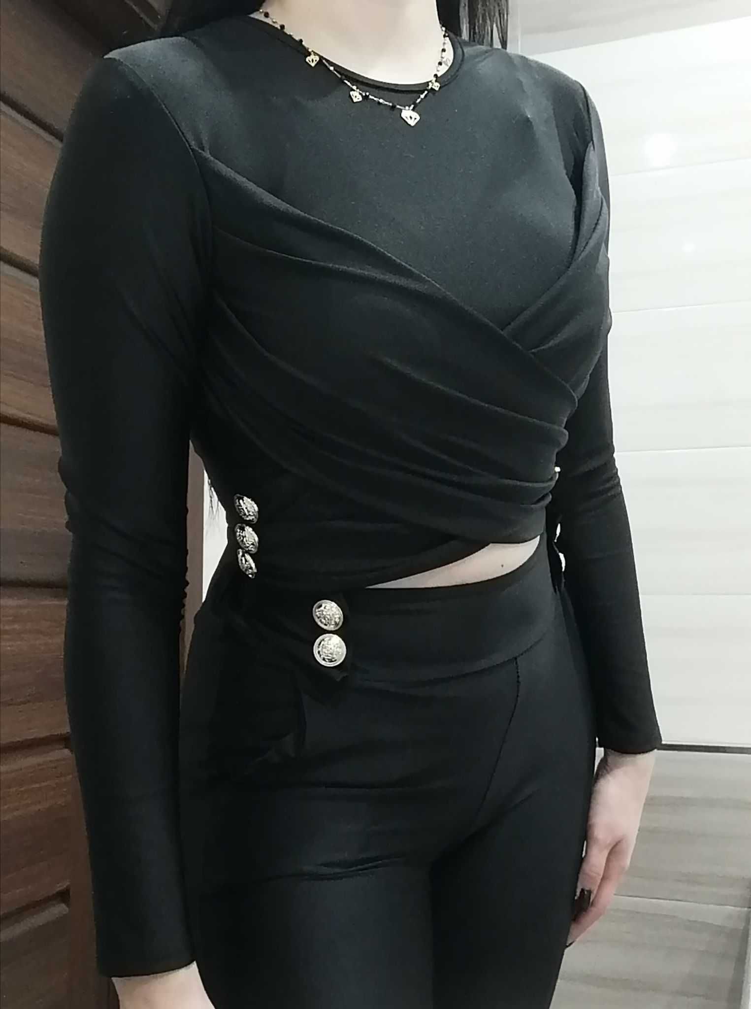 czarny komplet wonder look elegancki xs s m uniwersalny