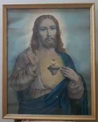 Quadro centenário de Jesus Cristo 71cm x 57cm pintado à mão