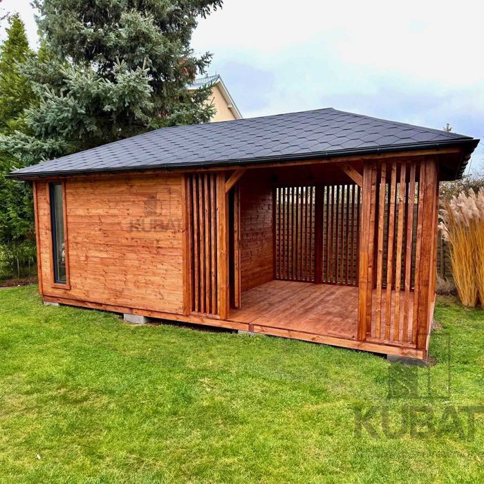 Domek z altanka 3x6 | domek ogrodowy drewniany | domek narzedziowy