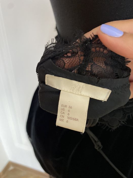 Kombinezon damski krótki czarny 36 S H&M aksamit koronka na okazje
