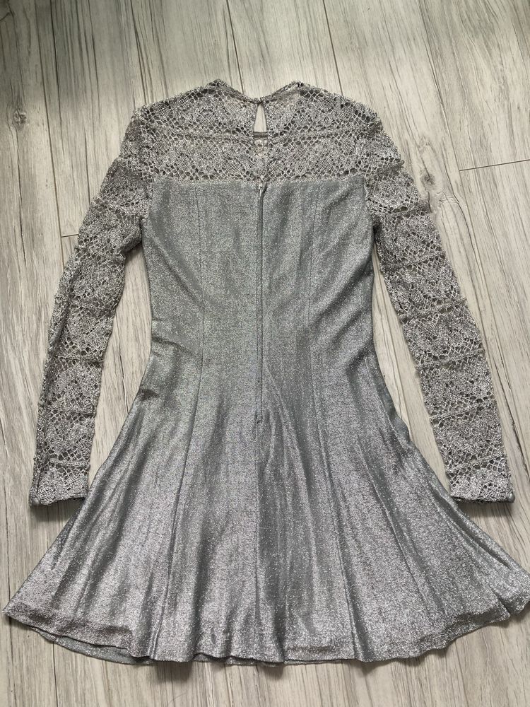 unikat sukienka srebrna vintage 36 S