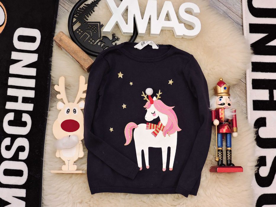 H&M - świąteczny sweterek unicorn r 98/104