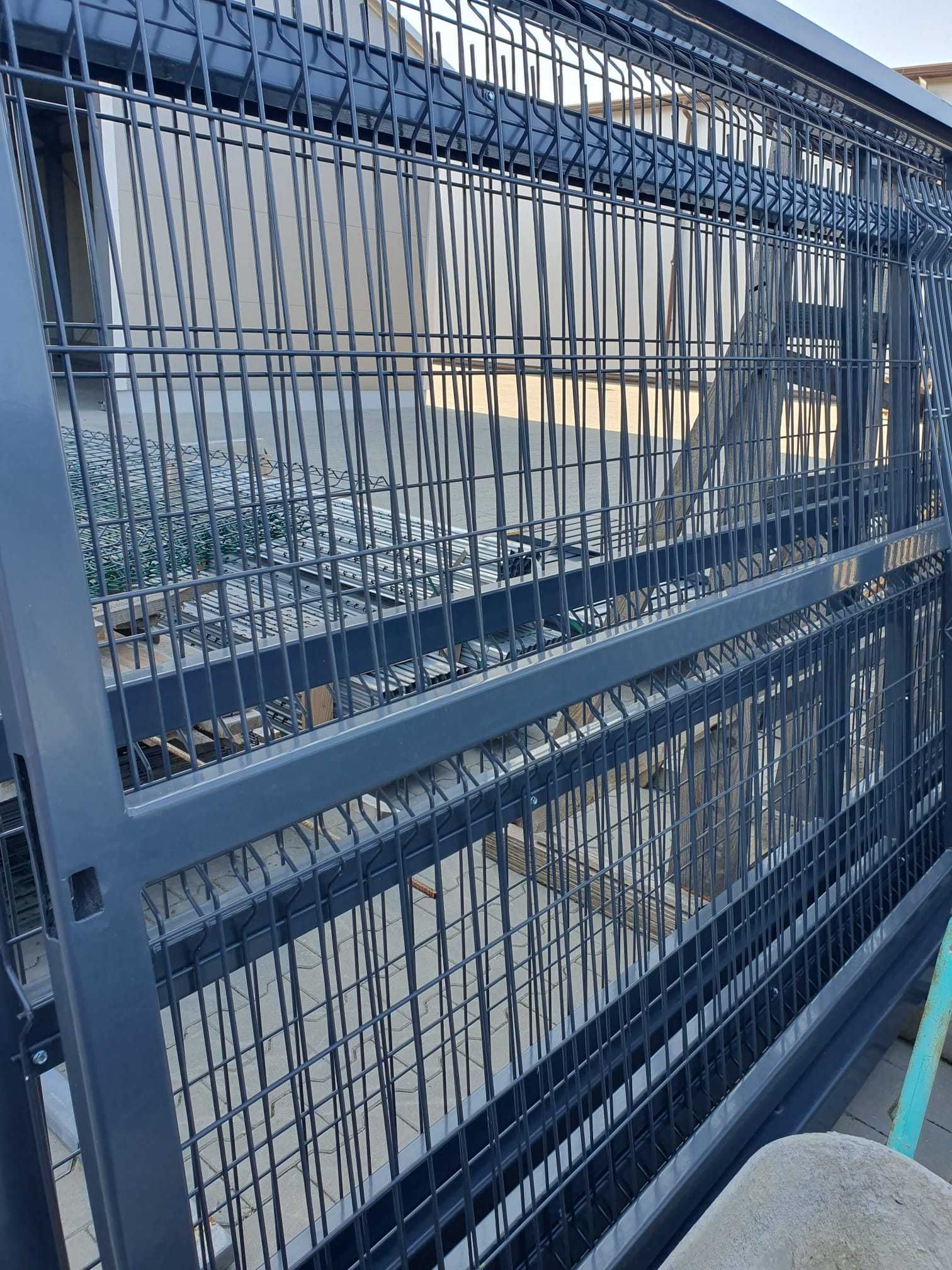 Brama przesuwna panelowa 4m RAL7016 - komplet od ręki