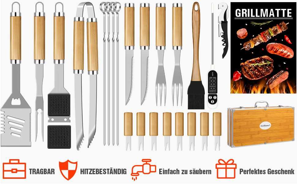Zestaw do Grilla Walizka narzędzi do grillowania akcesoria 26 el