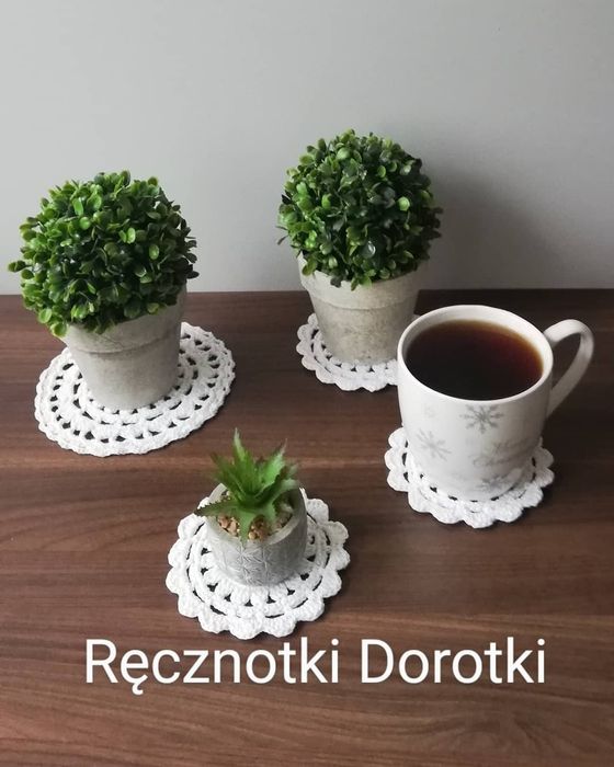 Podkładki szydełkowe pod kubek,vintage