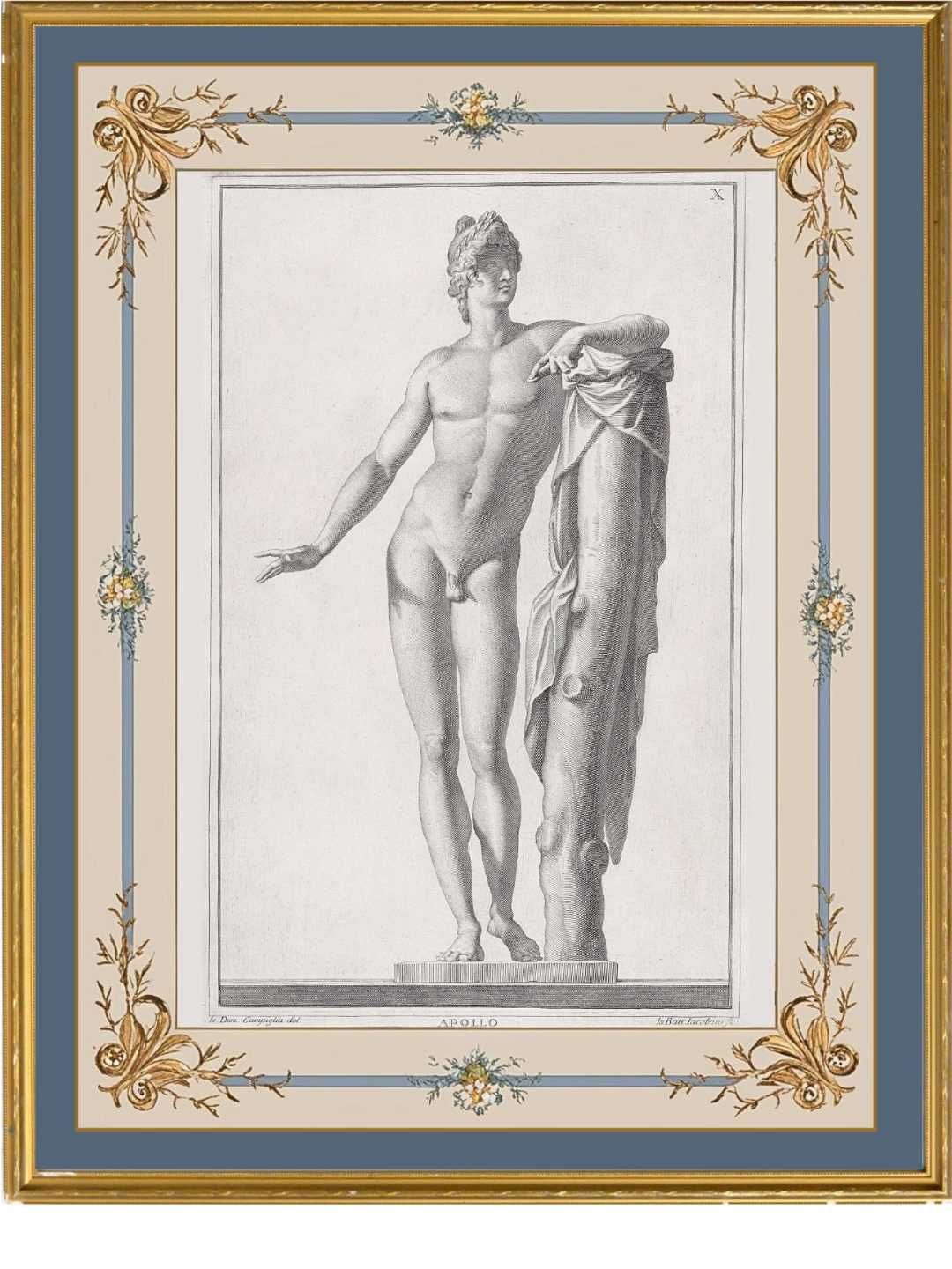 Mitologia Grecka - oryginalny XVIII wieczny staloryt z passe-partout