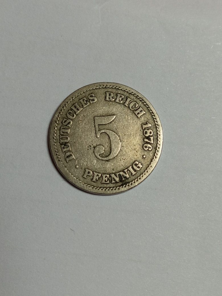 монета 5 пфеннингов 1876 года
