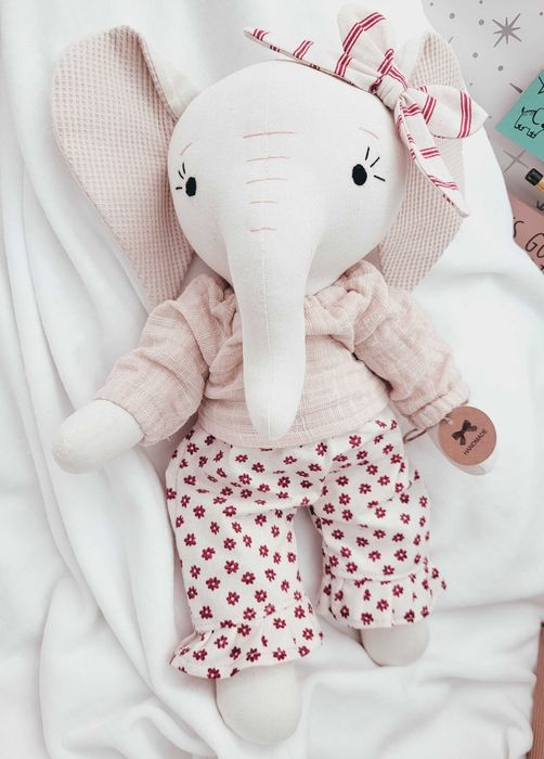 Lalka szyta przytulanka szmacianka Słonik handmade prezent urodziny