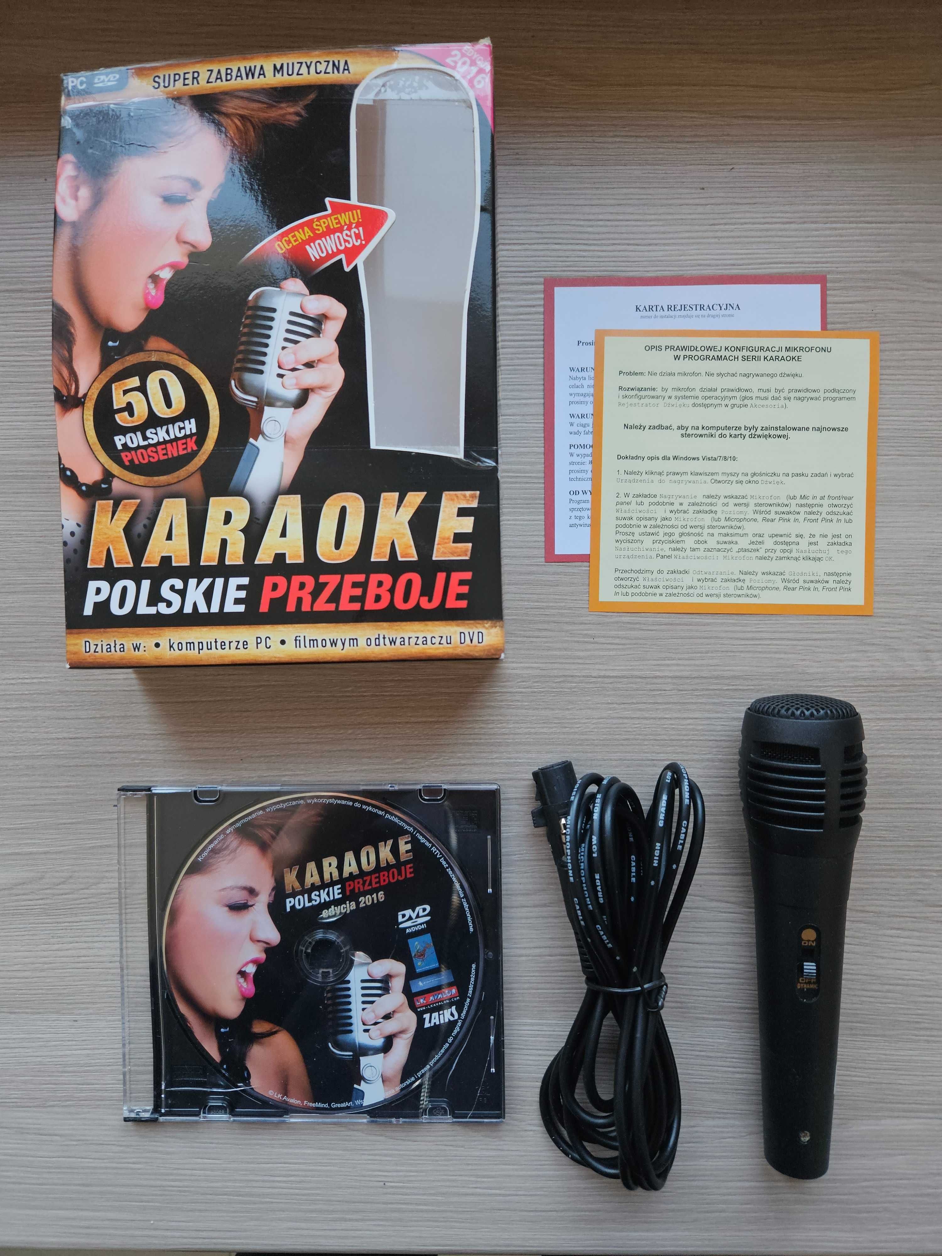 Karaoke polskie przeboje 2016 PC DVD, mikrofon, 50 piosenek