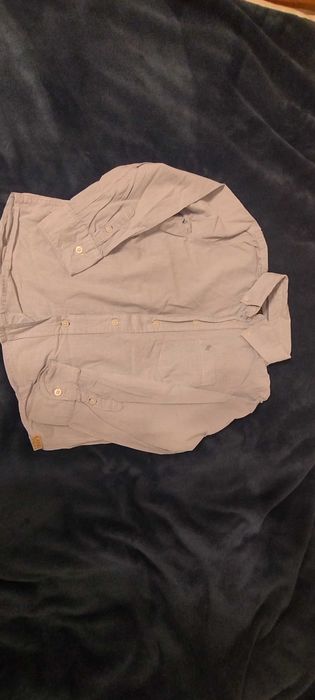 Koszule z długim rękawem 128 biała błękitna