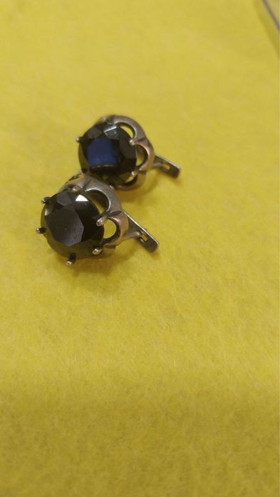 Серьги с черным камнем 925 проба