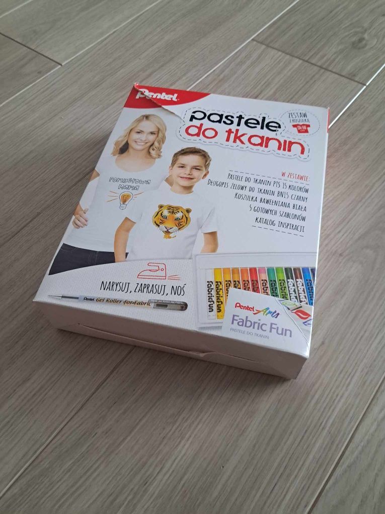 Pentel,pastele do tkanin, kreatywny zestaw z koszulą
