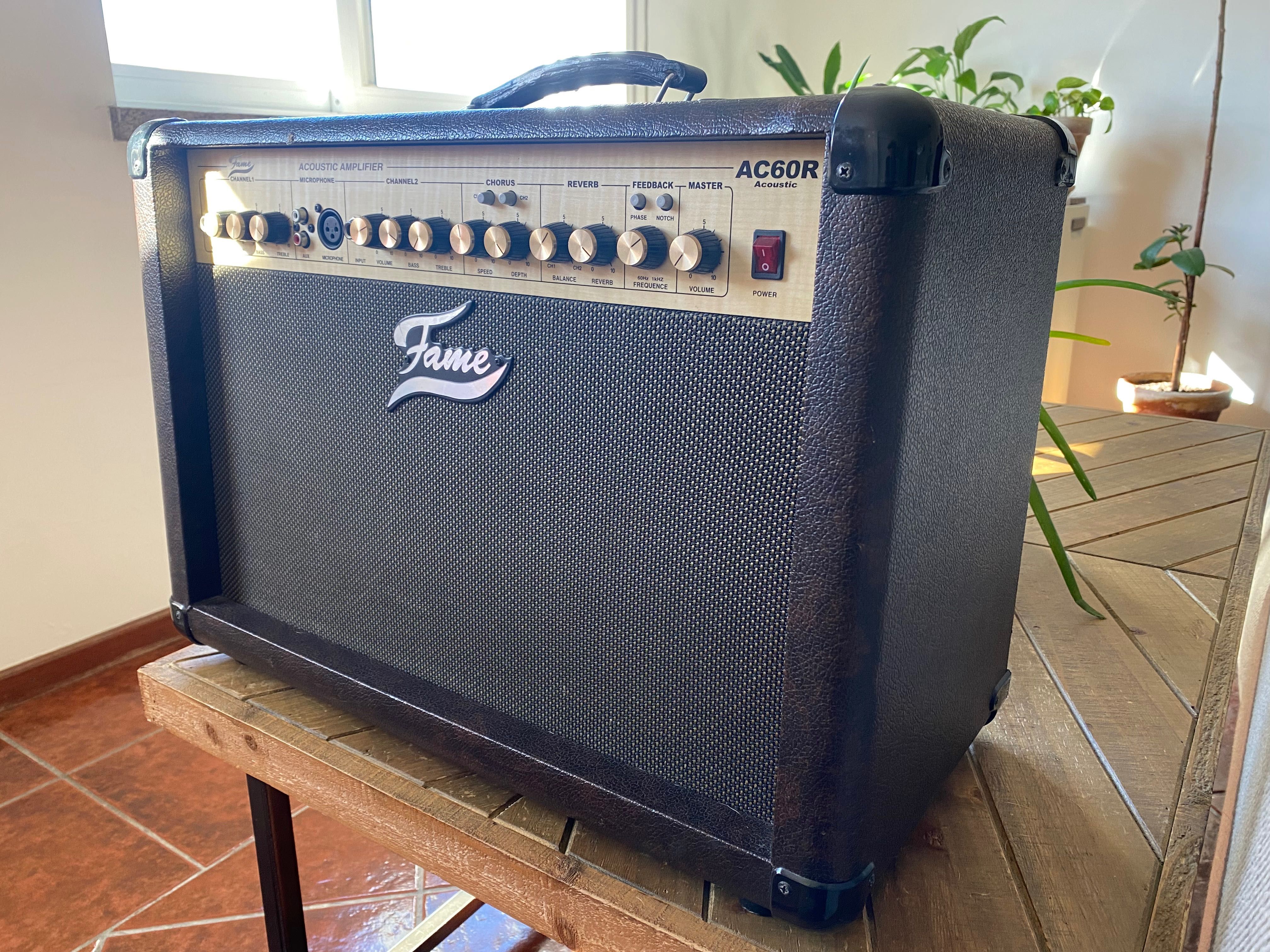 Guitarra semi acústica com amplificador e acessórios