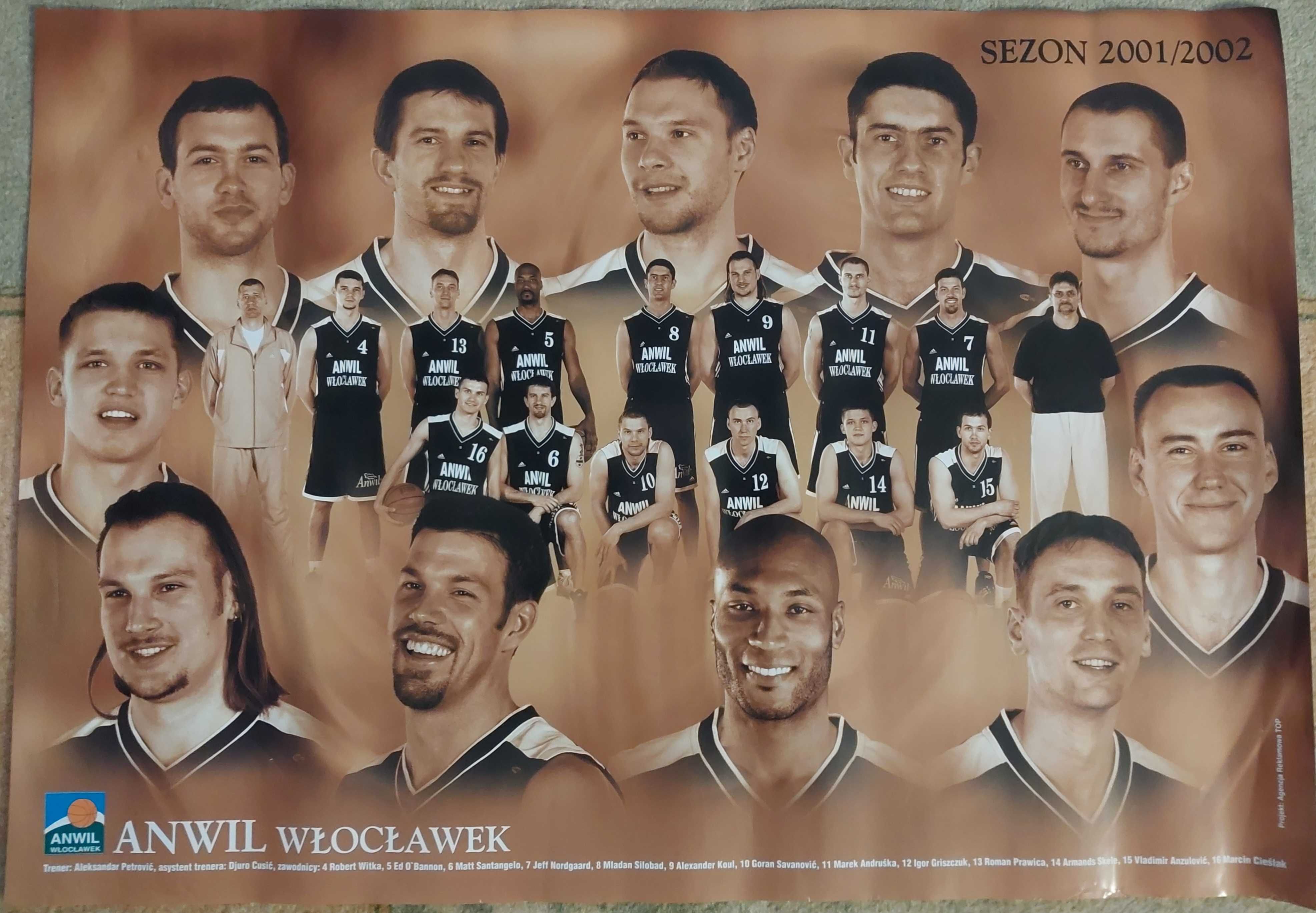 Plakat z drużyną KKW ANWIL sezon 2001/2002