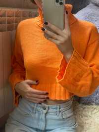Укорочений светр h&m яскраво оранжевого кольору
