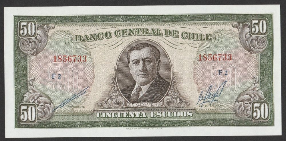 Chile 50 escudos 1960 - stan bankowy UNC