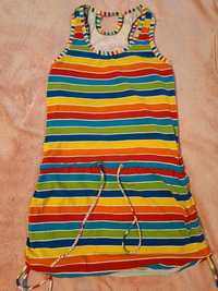 Tęczowa kolorowa sukienka ze ściągaczami do opalania r. S