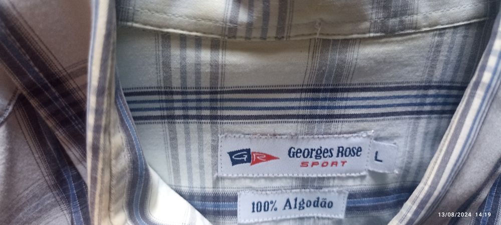 Camisa de manga comprida, risca azul