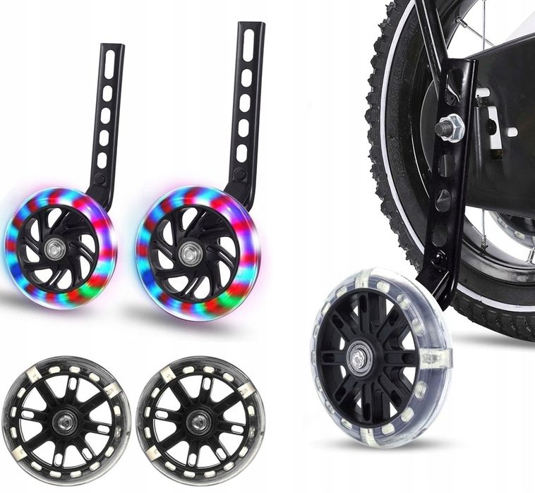 Kółka podporowe boczne do roweru 12-20 z LED uni kolorowe świecące