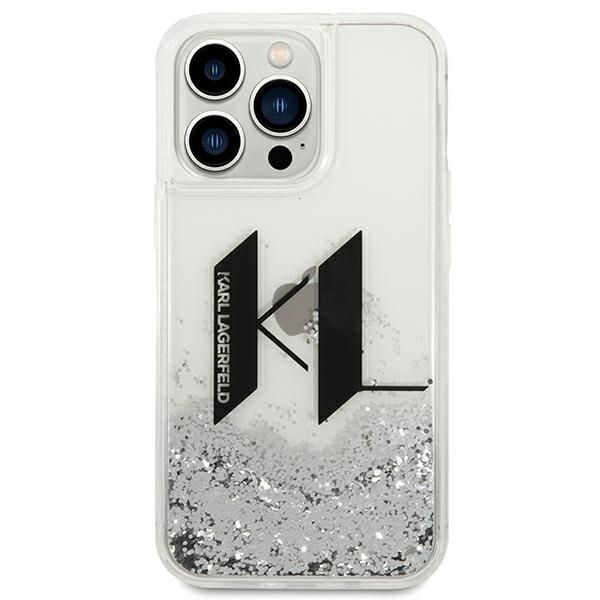 Etui iPhone 14 Pro Max Karl Lagerfeld Liquid Glitter Big KL, Srebrne