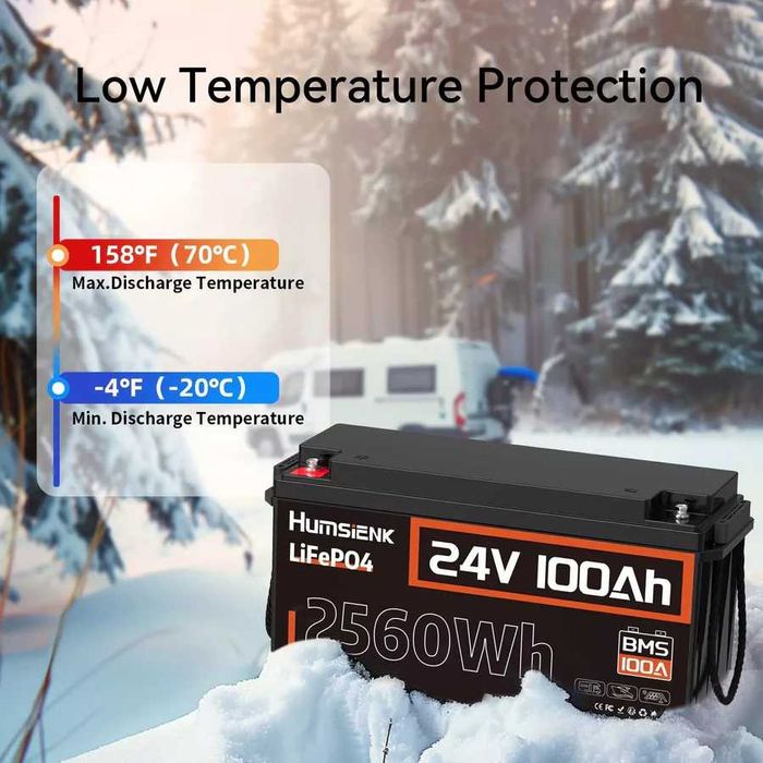 Акумулятор LiFePO4 24V 100Ah 2.56kWh HumSienk Grade A+ | BMS