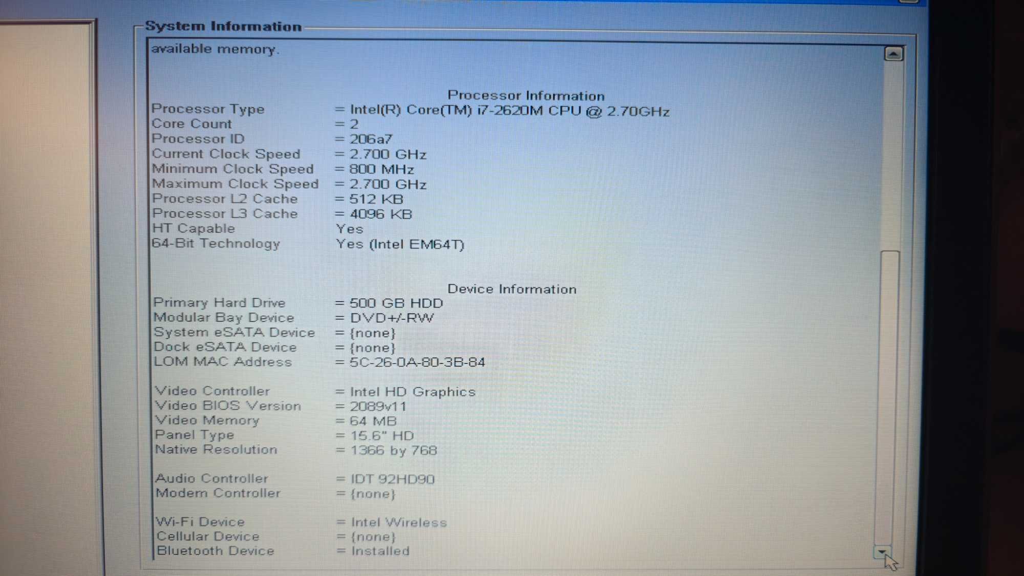 Dell Latitude E6520