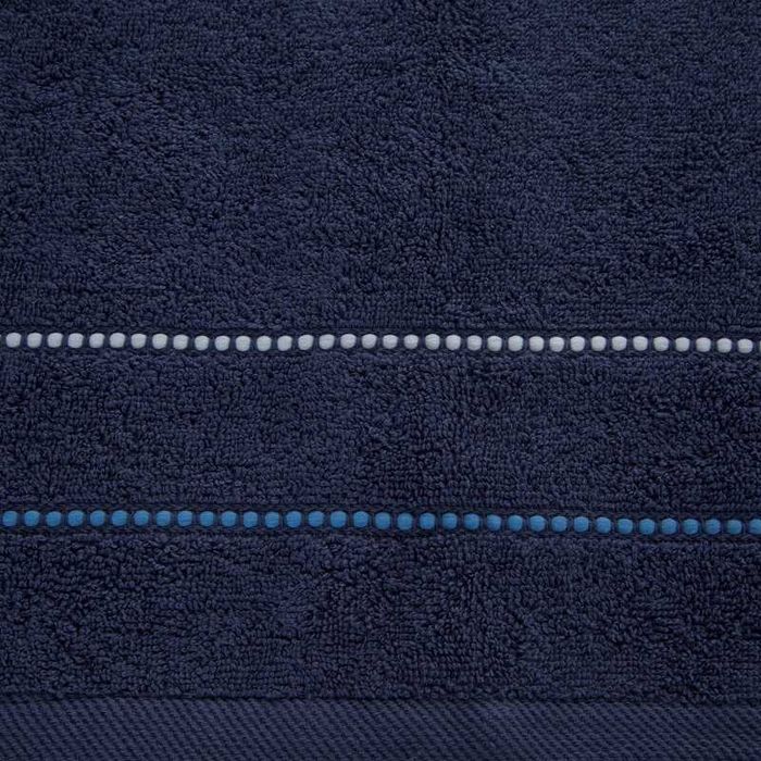 Ręcznik kąpielowy 50x90 granatowy z kontrastującymi paseczkami
